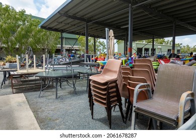 Mackay, Queensland, Australia - October 2021: Outdoor Furniture For Sale At Tip Shop