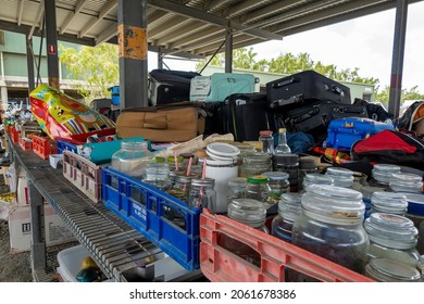 Mackay, Queensland, Australia - October 2021: Discarded Junk For Sale At Dump Not-for-profit Charity Shop