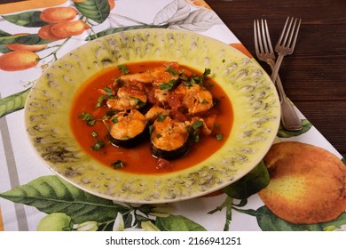 Mackerel In Tomato Sauce. Goulash With Fish. In A Large Salad Bowl