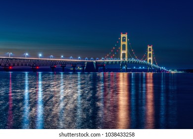 Mackinac Bridge At Night