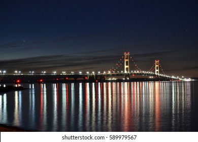 Mackinac Bridge At Night