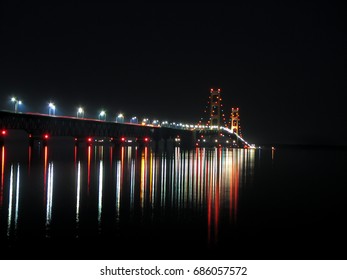 Mackinac Bridge At Night