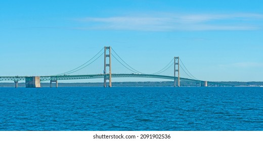 The Mackinac Bridge On A Clear Summer Day In Northern Michigan