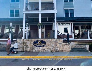 MACKINAC ISLAND, MI, USA- September 6, 2020: Lake View Hotel Exterior On Mackinac Island