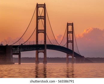 Mackinaw Bridge At Dusk