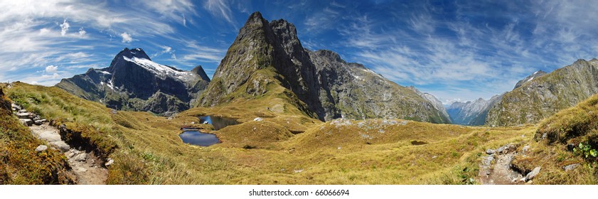 Mackinnon Pass Panorama, Milford Track, New Zealand