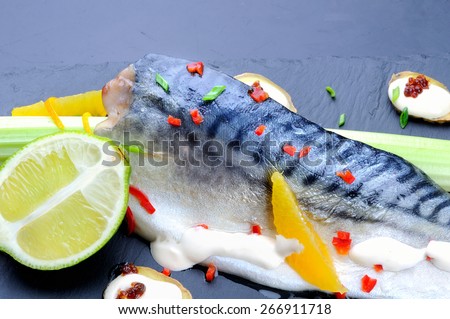 mackrel with lime and sauce Stock photo © 