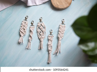 Macrame, Key Chain, White