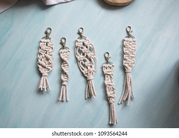 Macrame, Key Chain, White