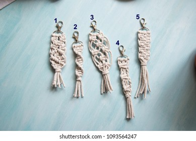 Macrame, Key Chain, White