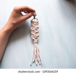 Macrame, Key Chain, White