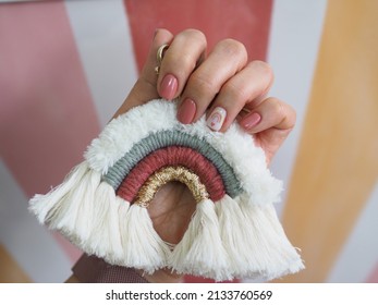 Macrame Rainbow Key Chain Design