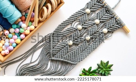 Macrame wall hanging for home decoration , creative hobby layout
