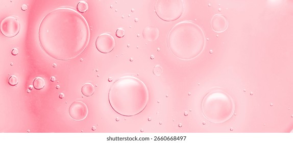 Macro abstract texture with multiple pink liquid bubbles on a soft gradient background, close-up view.  - Powered by Shutterstock - Get 15% off with code: PIKWIZARD15