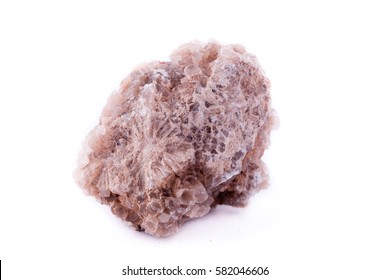 macro aragonite stone on a white background