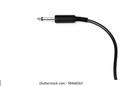 Macro of audio cable isolated on white background