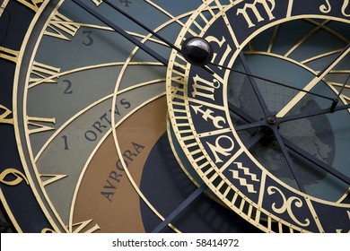 Macro background of old Czech astrological clocks
