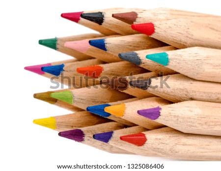 Macro background of the pencil as an element for design. Colored pencils closeup