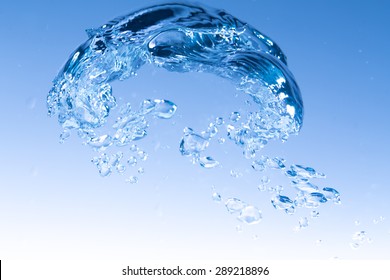 Macro Of Big Water Bubble On Clear Water For Background Or Backdrop