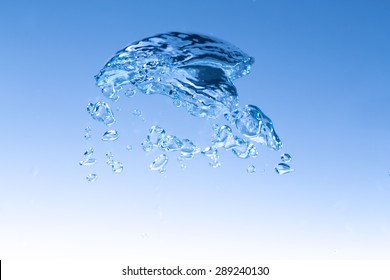 Macro Of Big Water Bubble On Clear Water For Background Or Backdrop