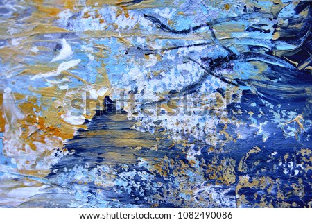 Macro Blue Gold and White Paint Textures