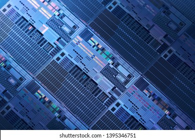 Macro of blue silicon wafer