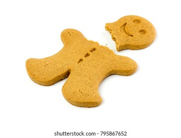 Macro Of Broken Gingerbread Man Biscuit