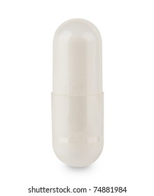Macro of a capsule (pill) with clipping path isolated on white