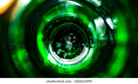 Macro Close Up Of A Bottle Of Thai Beer Over A Top View