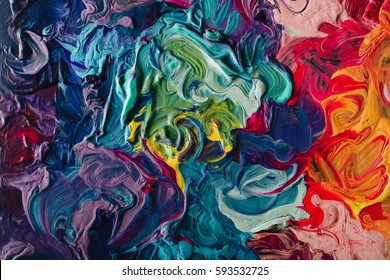 macro close up de tinta a óleo de cor diferente. acrílico colorido. conceito de arte moderna
