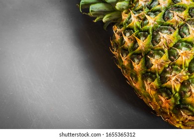 macro close up of fresh pineapple in studio 