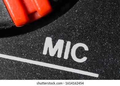 Macro Close Up Photograph Of Mic Setting Switch On Vintage Tape Recorder.