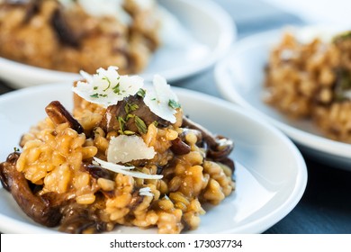 Macro close up of Small portion of fungi risotto rice.  - Powered by Shutterstock