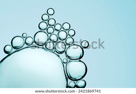 Macro close up of soap bubbles look like scientific image of cell and cell membrane