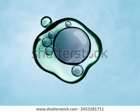 Macro close up of soap bubbles look like scientific image of cell and cell membrane