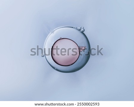 Macro close up of soap bubbles look like scientific image of cells division process, Concept of cell divides into two cells