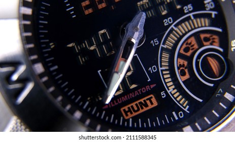 Macro Close Up Of A Tactical Digital Watch Face Functioning