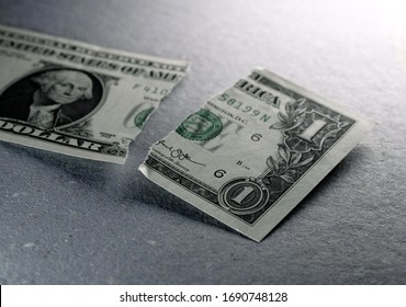 Macro Close up of torn dollars