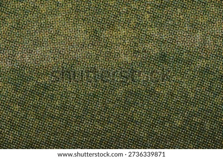 Macro close-up of dense CMYK halftone dots on paper with darker ink coverage and mottled shading. Visible raster grid, fibers, and slight noise create a gritty vintage offset-print background.