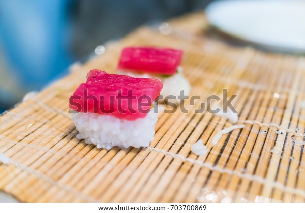 Macro Closeup Nigiri Tuna Sushi On Stock Photo Edit Now 703700869