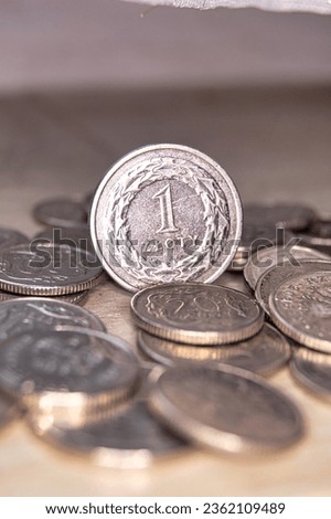 Macro close-up of a Polish zloty coin
