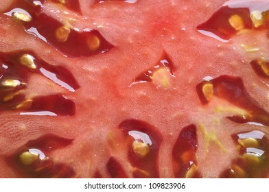 Macro Closeup Of Sliced Black Krim Heirloom Tomato