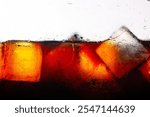 Macro cola drink texture,macro cola background,Background of cola with ice and bubbles. Side view background of refreshing cola flavored soda with carbonated with vintage tone,Thailand, Turkey - Middl