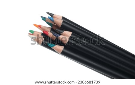 Macro colorful pencils isolated on white, clipping path