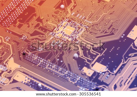 Macro computer motherboard techology background vintage gradient