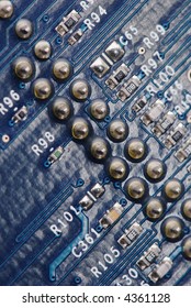 Macro detail of the board in a computer.