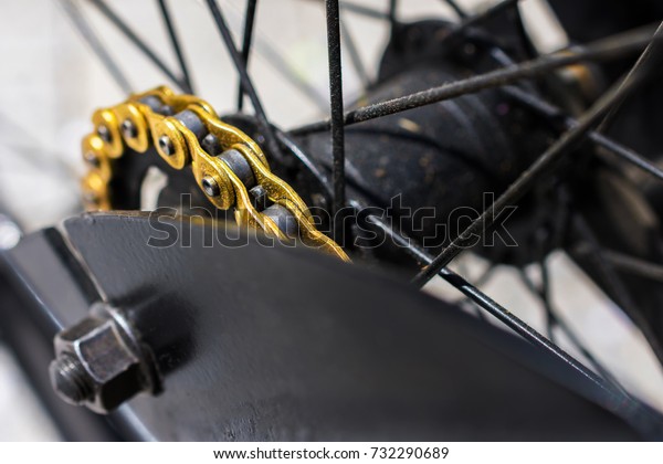 black bike gold chain