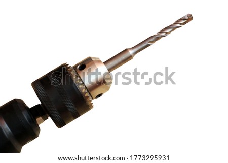 Macro of Drill Bits isolated on white background, metal repair object