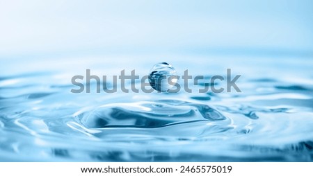 macro drop falling onto the surface of clear water, leaving circles behind