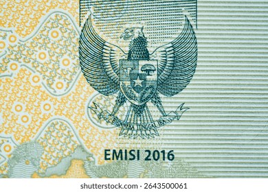 Macro of eagle on indonesian two thousand Rupiah bank note